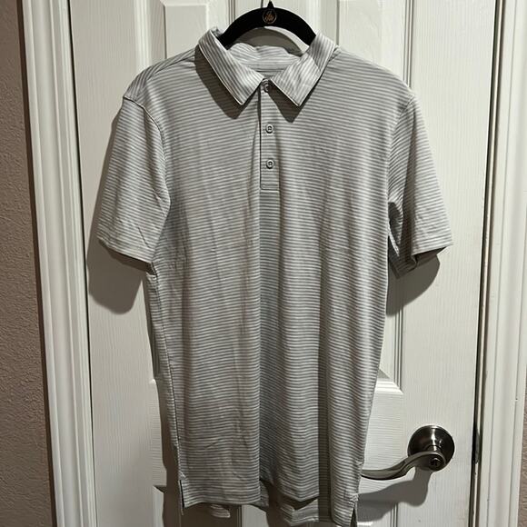 Golf Polo Shirt Striped Bots All in Motion Silver White size XL - Picture 1 of 5